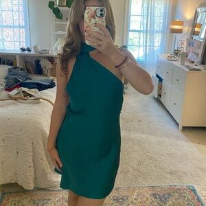 American Threads Teal One-Shoulder Dress